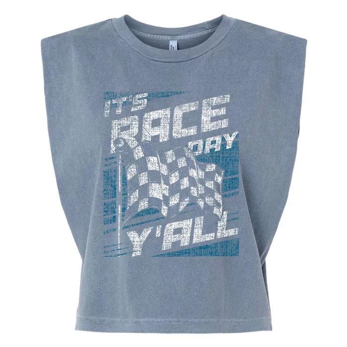 ItS Race Day YAll Sprint Car Racer Dirt Track Racing Garment-Dyed Women's Muscle Tee