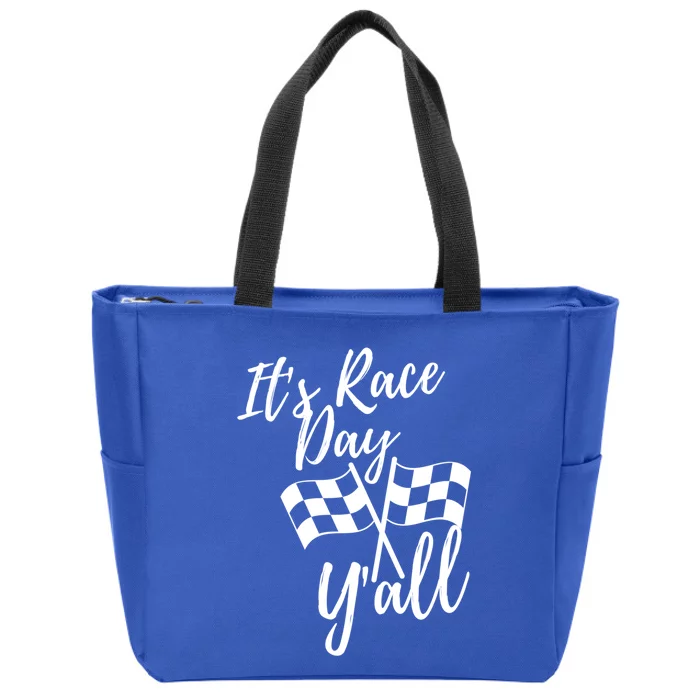 It's Race Day Y'all Checkered Flag Racing Track Design Great Gift Zip Tote Bag