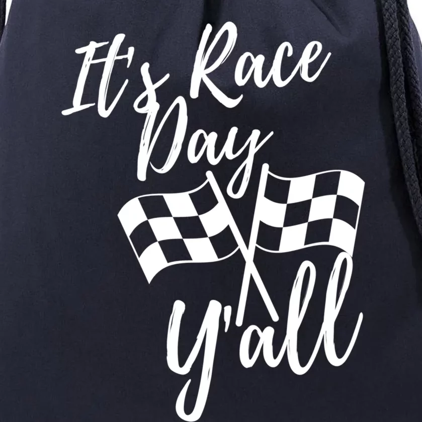 It's Race Day Y'all Checkered Flag Racing Track Design Great Gift Drawstring Bag