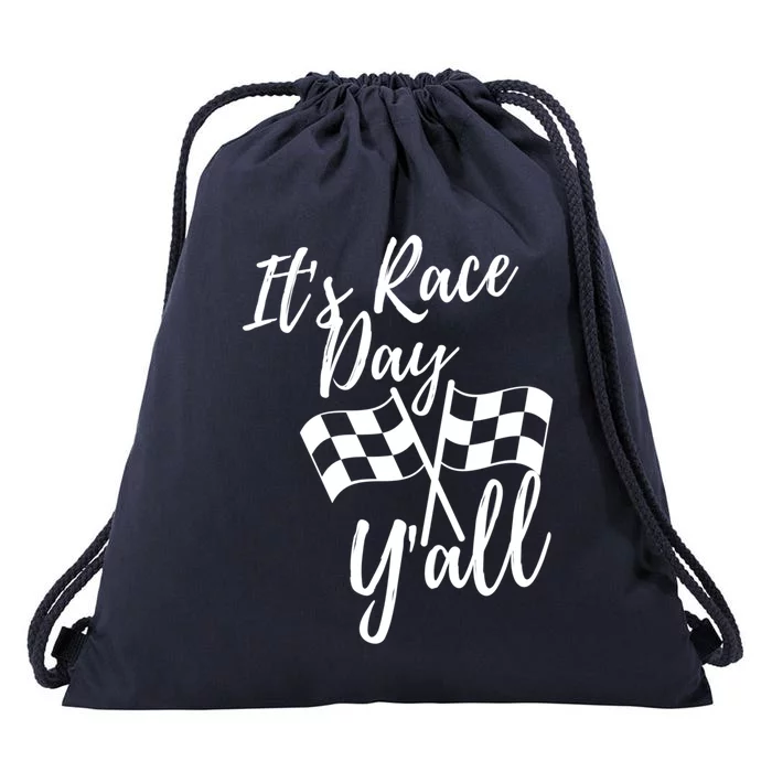 It's Race Day Y'all Checkered Flag Racing Track Design Great Gift Drawstring Bag