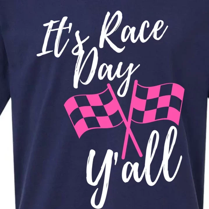 It's Race Day Y’all Checkered Flag Pit Crew Racing Track Gift Sueded Cloud Jersey T-Shirt