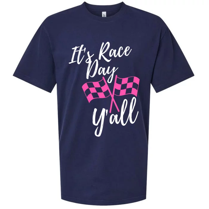 It's Race Day Y’all Checkered Flag Pit Crew Racing Track Gift Sueded Cloud Jersey T-Shirt