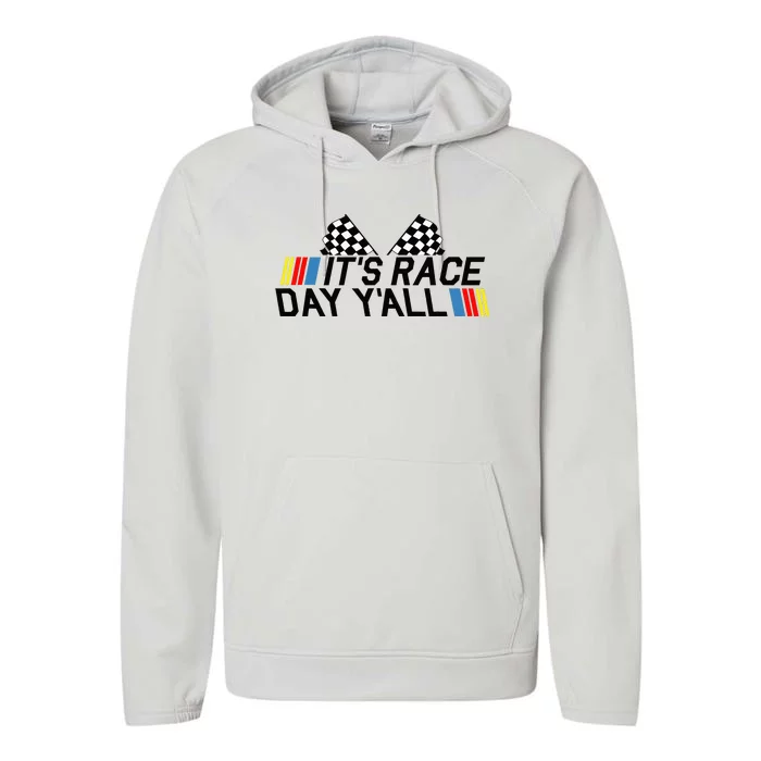 Its Race Day Yall Funny Racing Drag Car Truck Track Womens Performance Fleece Hoodie