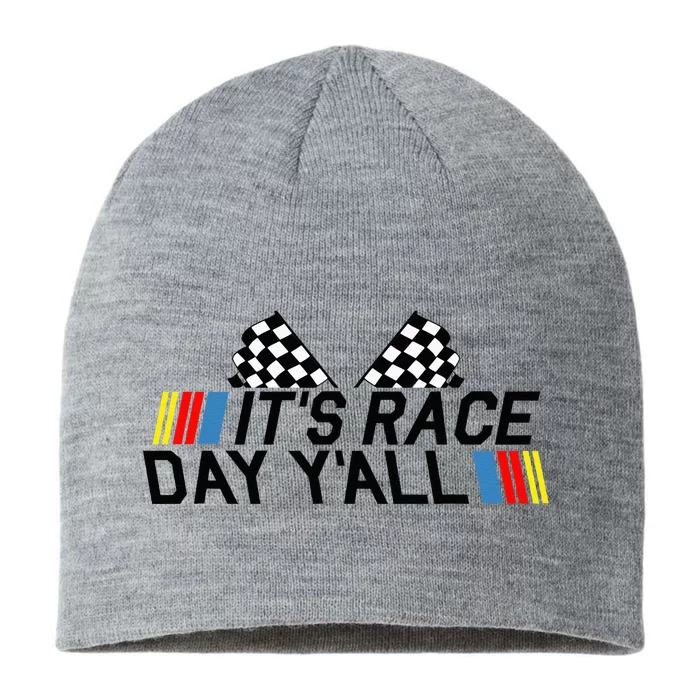 Its Race Day Yall Funny Racing Drag Car Truck Track Womens 8 1/2in Sustainable Knit Beanie