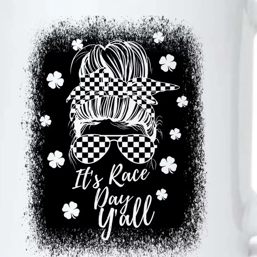 It's Race Day Y’all Messy Bun Mom Racing St Patricks Day Gift Black Color Changing Mug