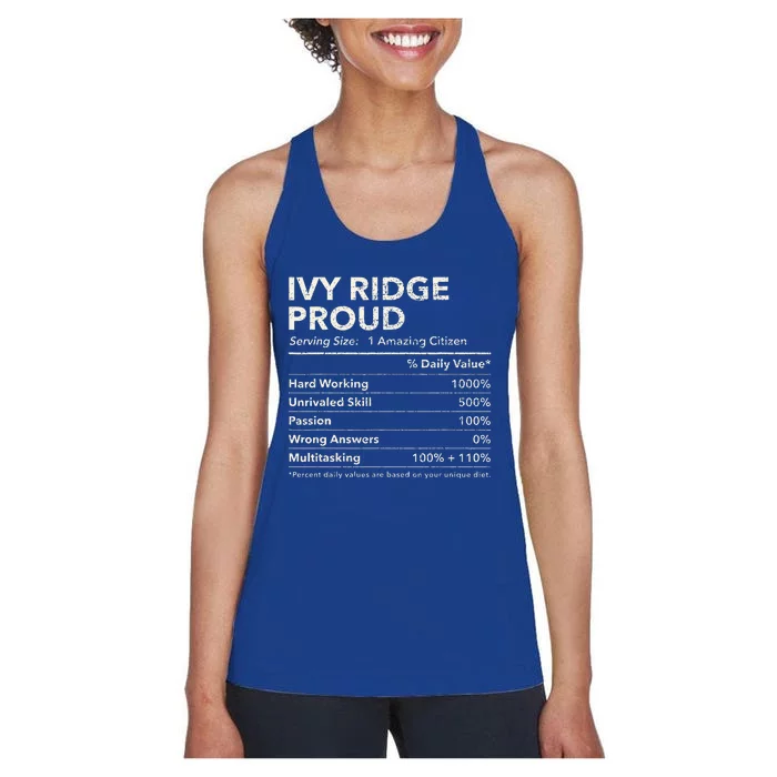 Ivy Ridge Delaware Proud Nutrition Facts Women's Racerback Tank