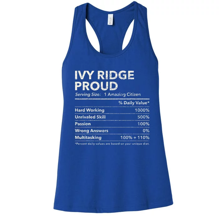 Ivy Ridge Delaware Proud Nutrition Facts Women's Racerback Tank