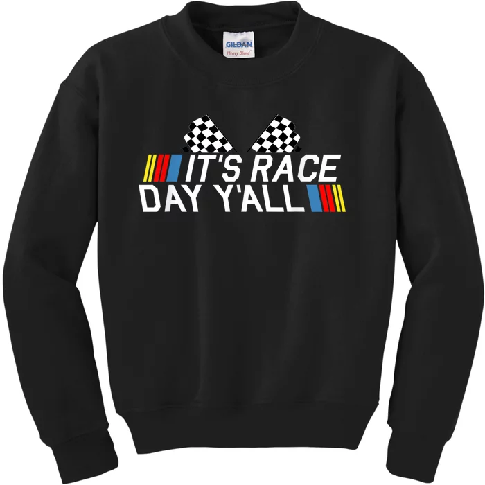 It's Race Day Yall Funny Racing Drag Car Truck Track Wo's Kids Sweatshirt