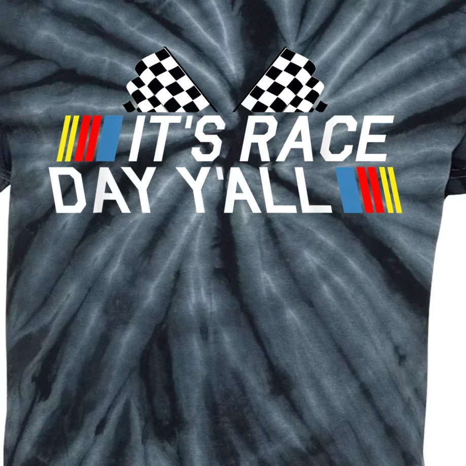 It's Race Day Yall Funny Racing Drag Car Truck Track Wo's Kids Tie-Dye T-Shirt