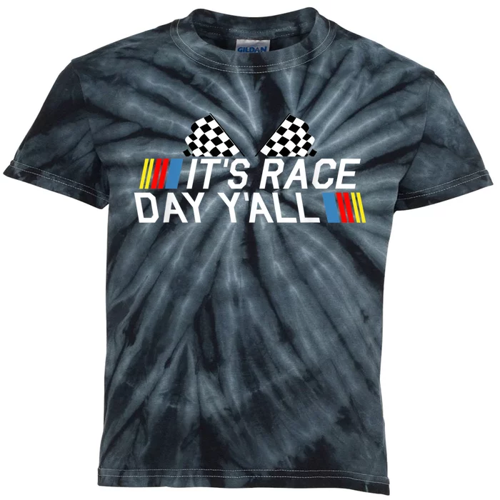 It's Race Day Yall Funny Racing Drag Car Truck Track Wo's Kids Tie-Dye T-Shirt