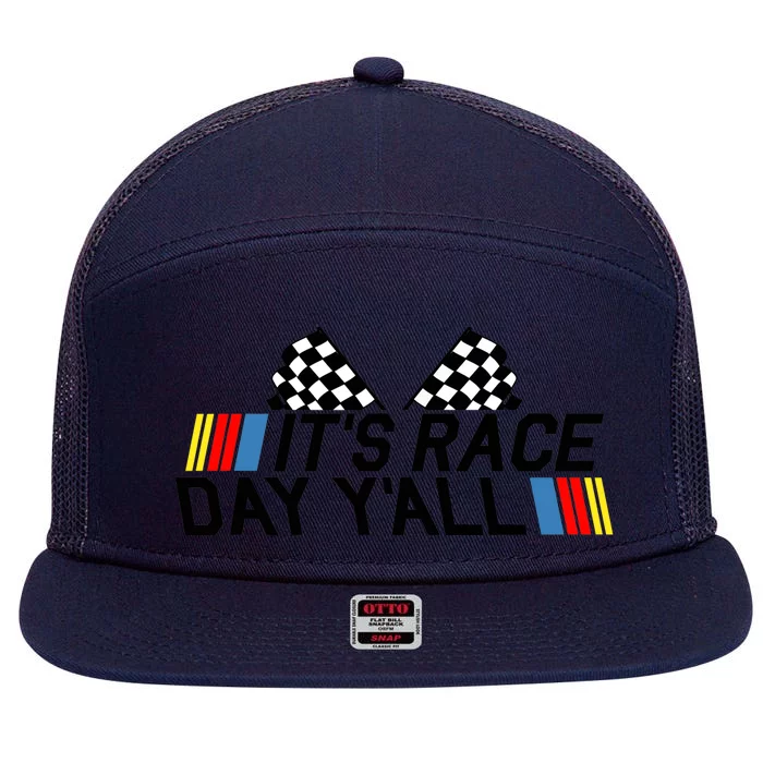 It's Race Day Yall Funny Racing Drag Car Truck Track Wo's 7 Panel Mesh Trucker Snapback Hat