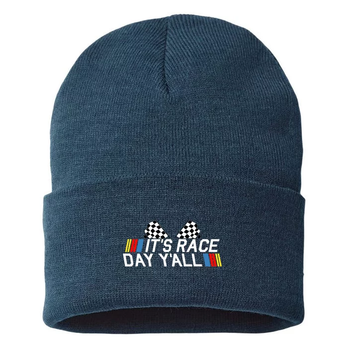 It's Race Day Yall Funny Racing Drag Car Truck Track Wo's Sustainable Knit Beanie