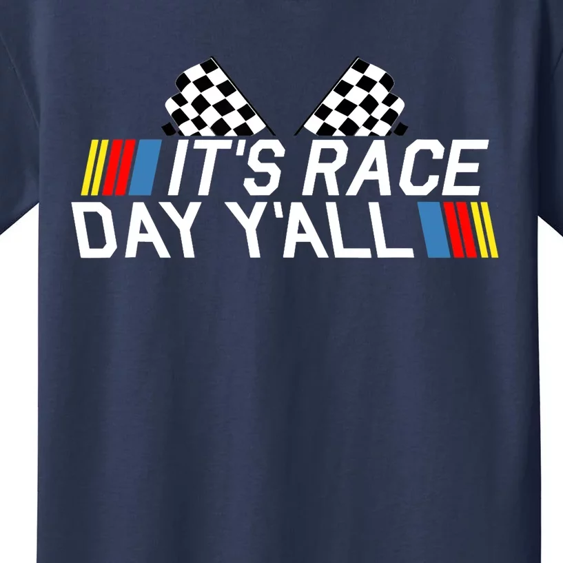 It's Race Day Yall Funny Racing Drag Car Truck Track Wo's Kids T-Shirt