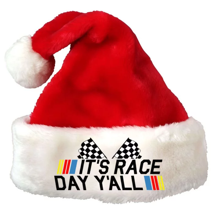 Its Race Day Yall Funny Racing Drag Car Truck Track Womens Premium Christmas Santa Hat