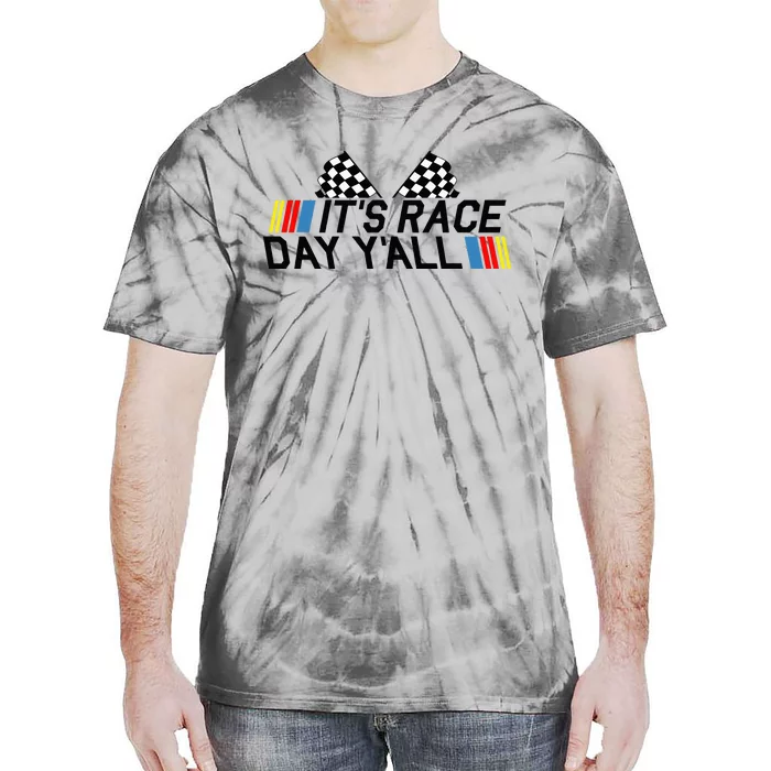 Its Race Day Yall Funny Racing Drag Car Truck Track Womens Tie-Dye T-Shirt