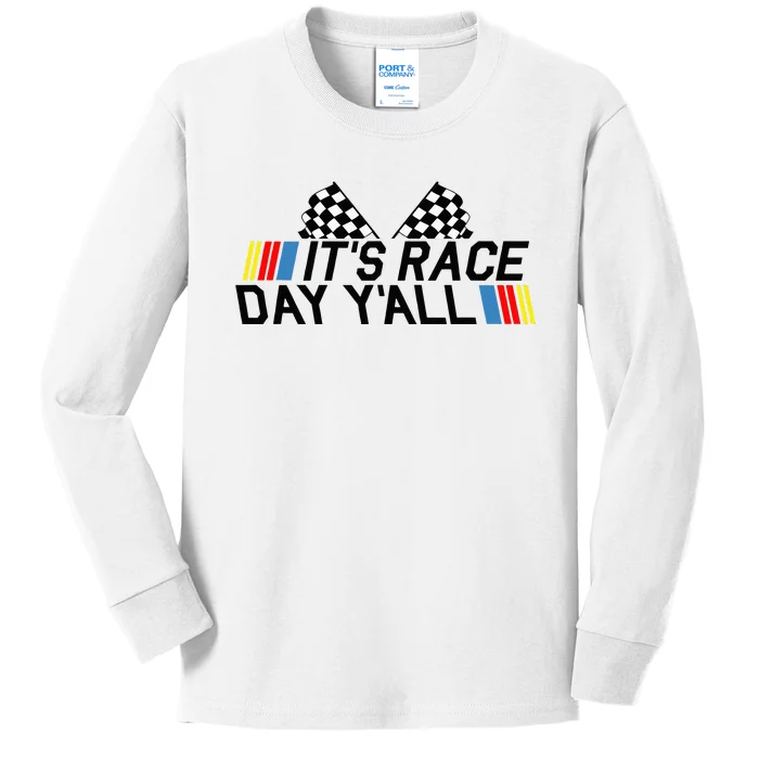 Its Race Day Yall Funny Racing Drag Car Truck Track Womens Kids Long Sleeve Shirt