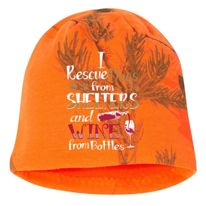 I Rescue Dogs From Shelters And Wine From Bottles Funny Gift Kati - Camo Knit Beanie