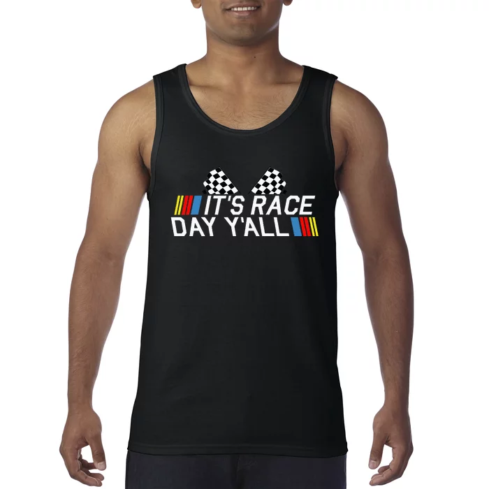 Its Race Day Yall Funny Racing Drag Car Truck Track Womens Tank Top