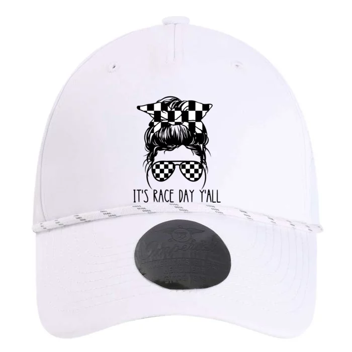 It's Race Day Y'all Checkered Flag Messy Bun Racing Lovers Great Gift Performance The Dyno Cap