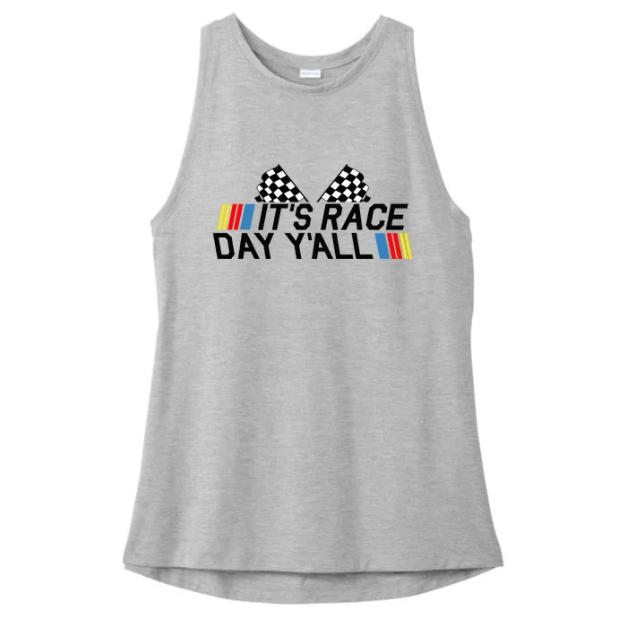 Its Race Day Yall Funny Racing Drag Car Truck Track Womens Ladies Tri-Blend Wicking Tank