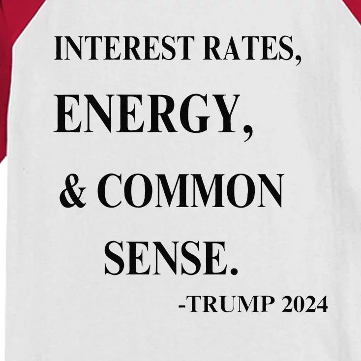 Interest Rates Energy & Common Sense Trump Saying Kids Colorblock Raglan Jersey