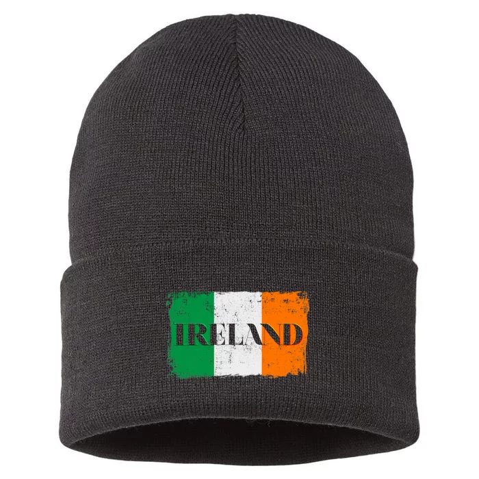 Ireland Grunge Flag Sustainable Knit Beanie