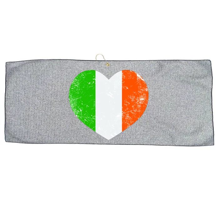 Ireland heart retro flag - St Patricks Day Large Microfiber Waffle Golf Towel