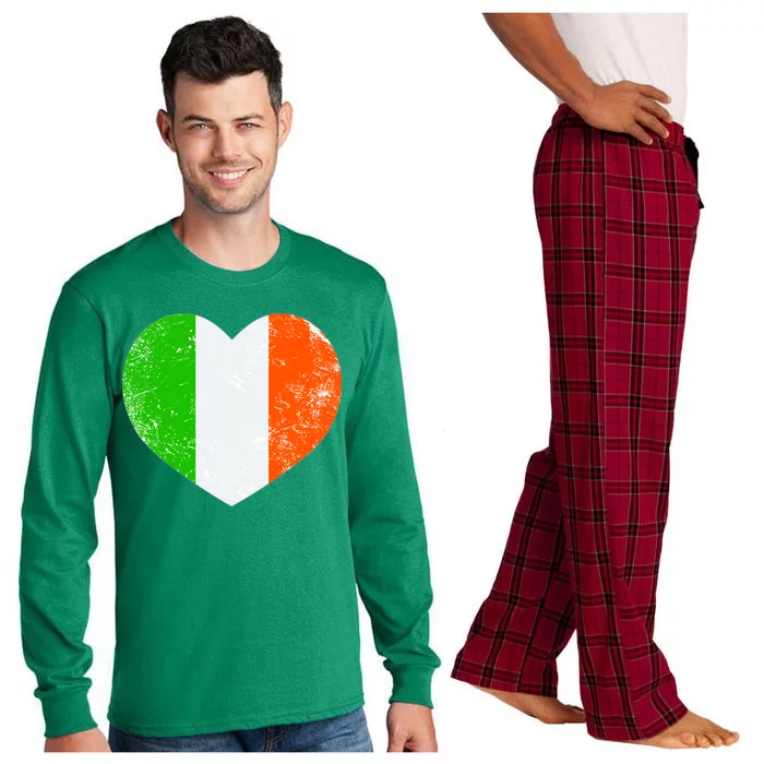 Ireland heart retro flag - St Patricks Day Long Sleeve Pajama Set