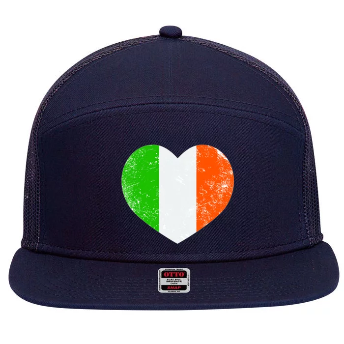 Ireland heart retro flag - St Patricks Day 7 Panel Mesh Trucker Snapback Hat