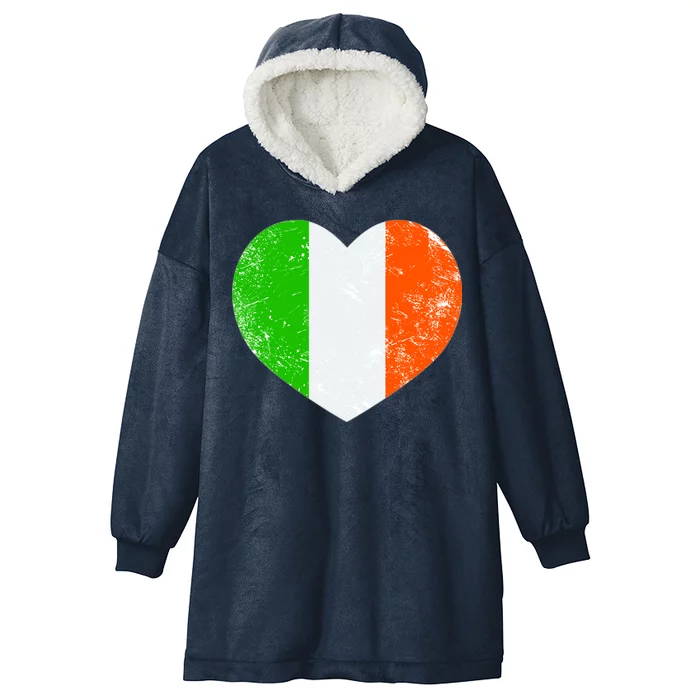 Ireland heart retro flag - St Patricks Day Hooded Wearable Blanket