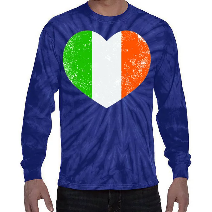 Ireland heart retro flag - St Patricks Day Tie-Dye Long Sleeve Shirt