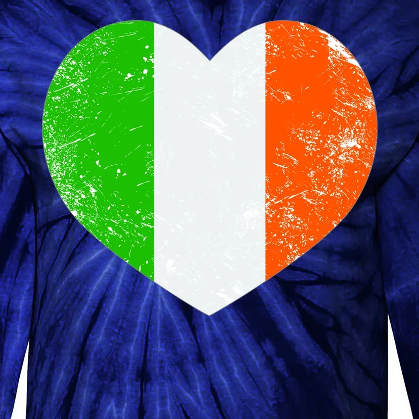 Ireland heart retro flag - St Patricks Day Tie-Dye Long Sleeve Shirt