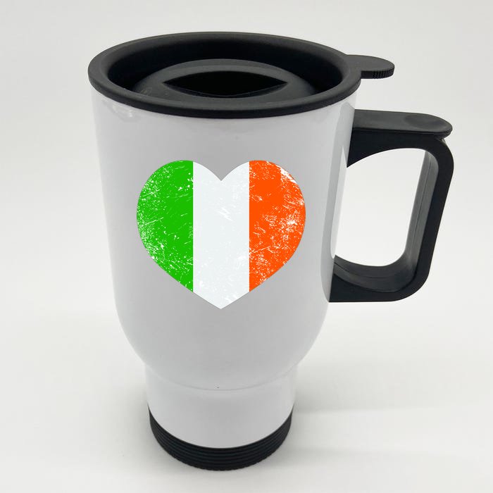 Ireland heart retro flag - St Patricks Day Front & Back Stainless Steel Travel Mug