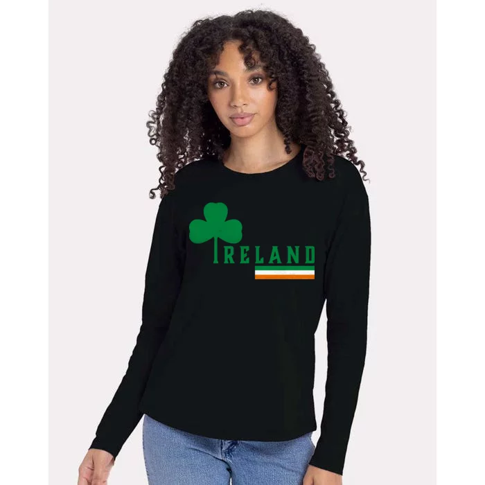 Ireland Irish Clover Womens Cotton Relaxed Long Sleeve T-Shirt