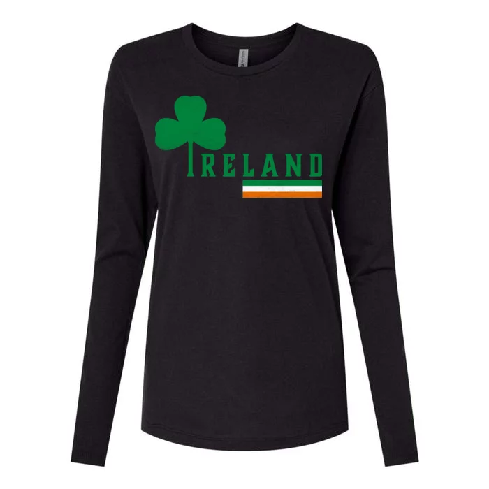 Ireland Irish Clover Womens Cotton Relaxed Long Sleeve T-Shirt