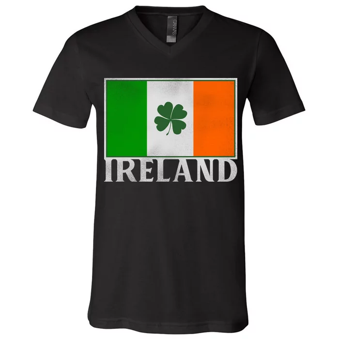 Ireland Shamrock Vintage Flag V-Neck T-Shirt