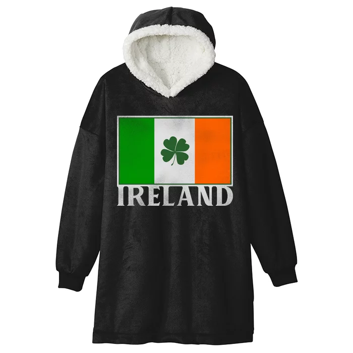 Ireland Shamrock Vintage Flag Hooded Wearable Blanket