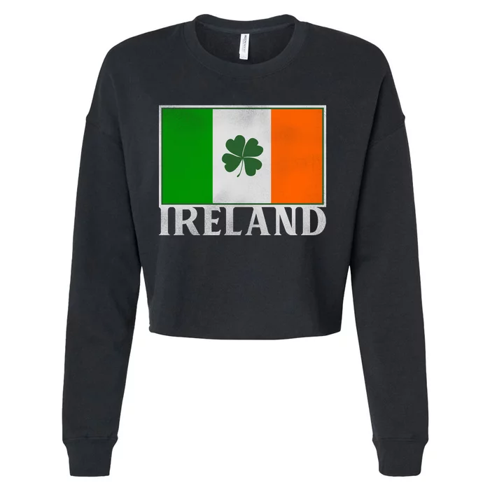 Ireland Shamrock Vintage Flag Cropped Pullover Crew