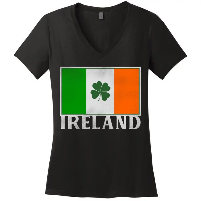 Ireland Shamrock Vintage Flag Women's V-Neck T-Shirt