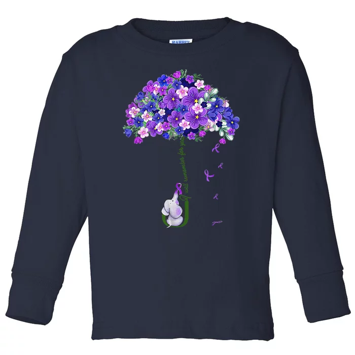 ILl Remember For You Purple Elephant AlzheimerS Awareness Cute Toddler Long Sleeve Shirt