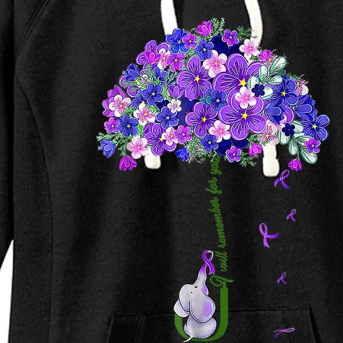 ILl Remember For You Purple Elephant AlzheimerS Awareness Women's Fleece Hoodie