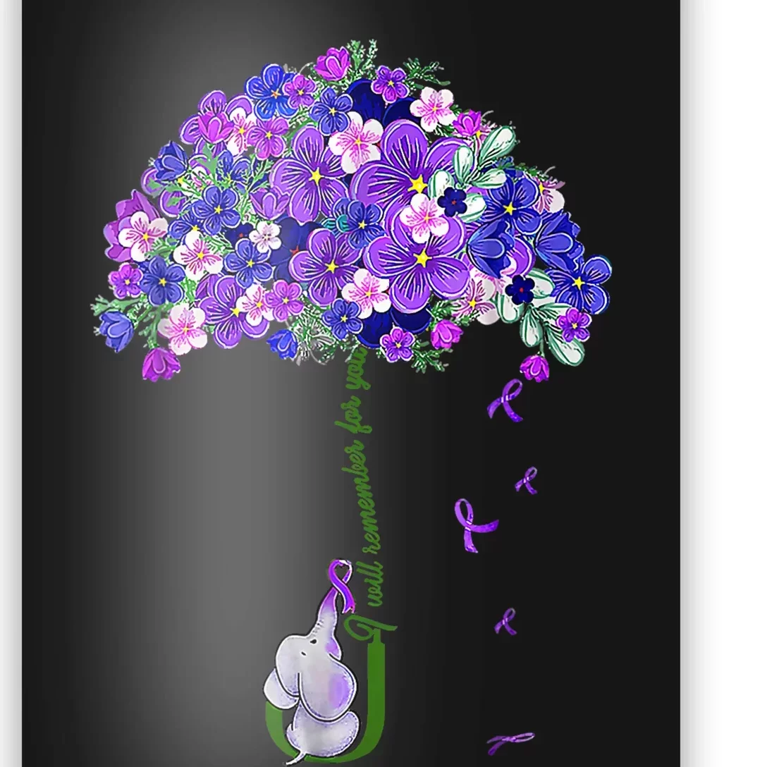 ILl Remember For You Purple Elephant AlzheimerS Awareness Poster