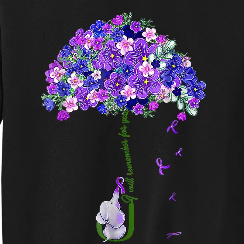 ILl Remember For You Purple Elephant AlzheimerS Awareness Tall Sweatshirt