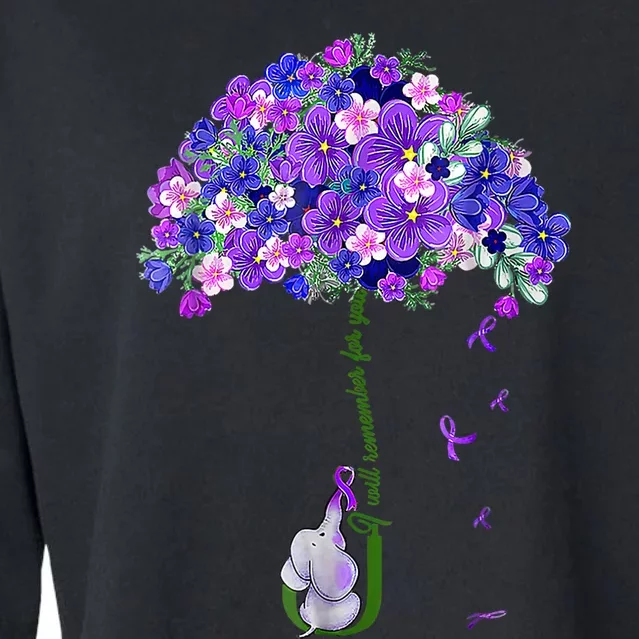 ILl Remember For You Purple Elephant AlzheimerS Awareness Cropped Pullover Crew