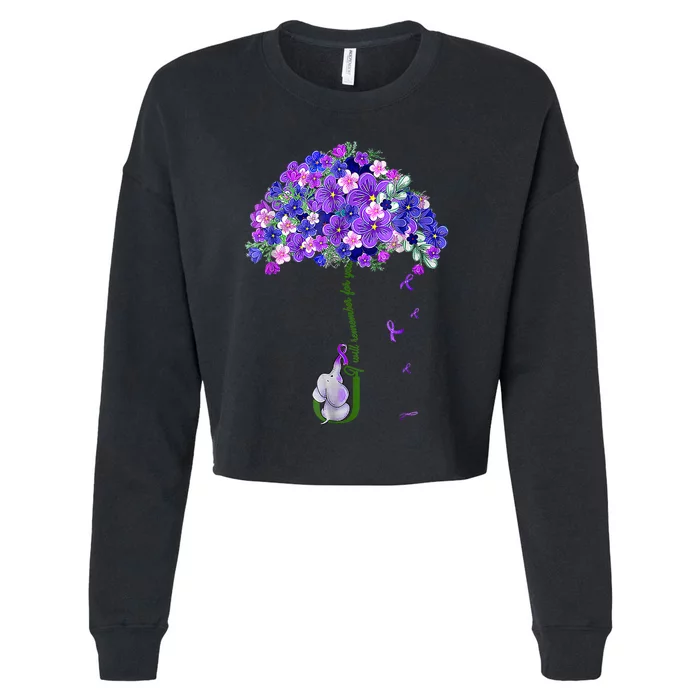 ILl Remember For You Purple Elephant AlzheimerS Awareness Cropped Pullover Crew