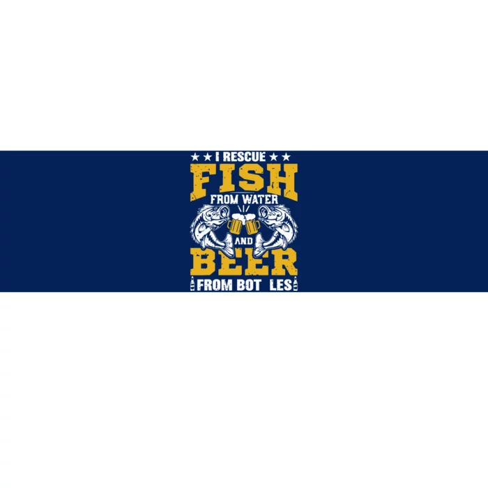 I Rescue Fish From Water Beer From Bottle Funny Fishing Bumper Sticker