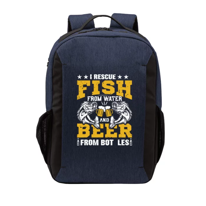 I Rescue Fish From Water Beer From Bottle Funny Fishing Vector Backpack