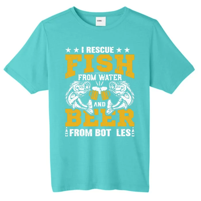 I Rescue Fish From Water Beer From Bottle Funny Fishing ChromaSoft Performance T-Shirt