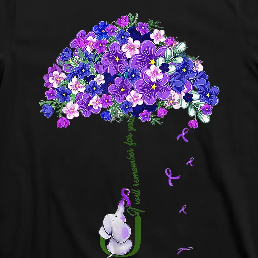 ILl Remember For You Purple Elephant AlzheimerS T-Shirt