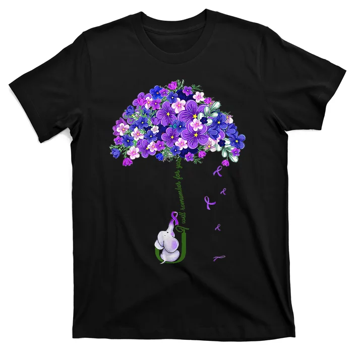 ILl Remember For You Purple Elephant AlzheimerS T-Shirt